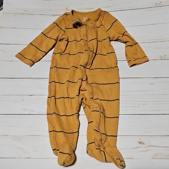 Just One You By Carter'S Other - Navy Blue Striped Mustard Baby Footies
